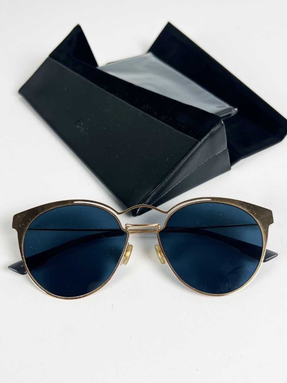 Christian Dior Women's Nebula Cat Eye Round Lenses Blue Gold Sunglasses - Picture 4 of 5